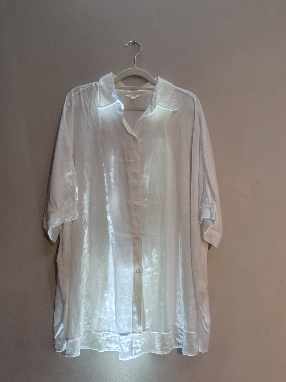 Linen Blend Button Up Shirt / Beach Cover Up 2X